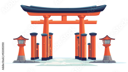 Torii Gate Icon on White Background - Travel and Tourism Symbol