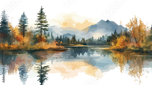 Serene Watercolor Landscape Pastel Drawing for Design Projects