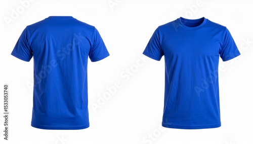 Mockup of a blank royal blue tshirt front and back isolated on white background