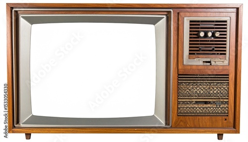 Retro wooden TV box cut out with frame screen cut out