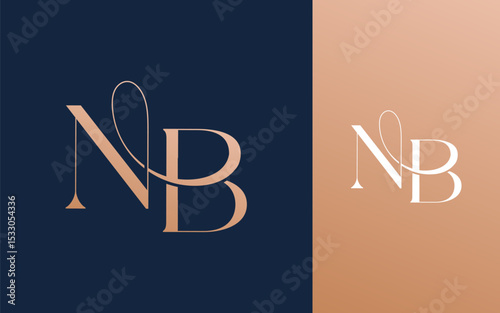 Initial letter NB BN logo design vector illustration for couple, wedding, and business