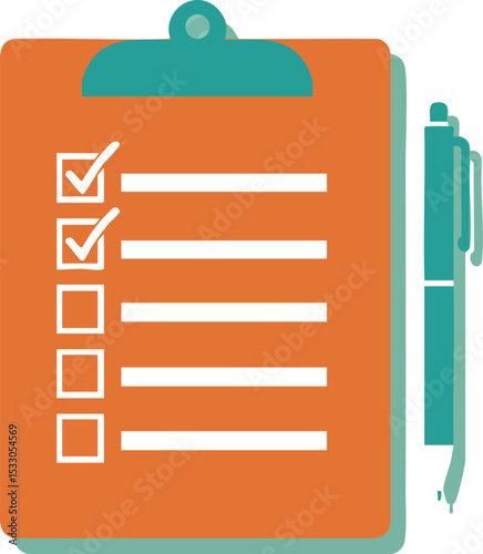 Checklist clipboard with pen office task organization concept vector illustration 