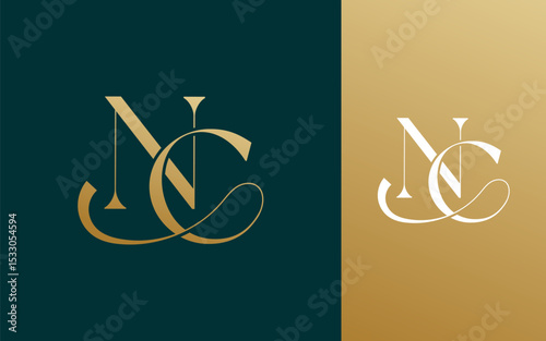 Initial letter NC CN logo design vector illustration for couple, wedding, and business