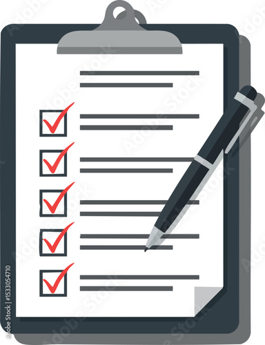 Clipboard with checklist and pen for task management and productivity concept vector illustration 