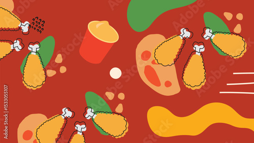 Fried Chicken and Sauce Background