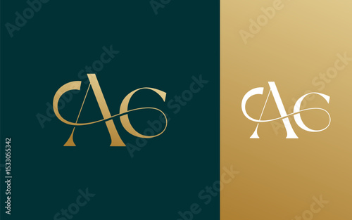 Initial letter CA AC logo design vector illustration for couple, wedding, and business