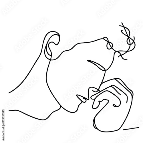 Desire — man in emotional theatrical pose of longing, drawn with single continuous line. Minimalism and expression in every curve.