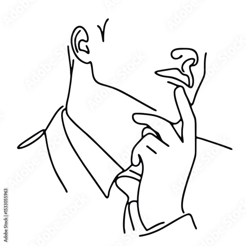 Desire — man in emotional theatrical pose of longing, drawn with single continuous line. Minimalism and expression in every curve.