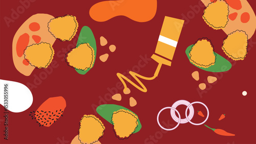 Chicken and Fries Fast Food Background