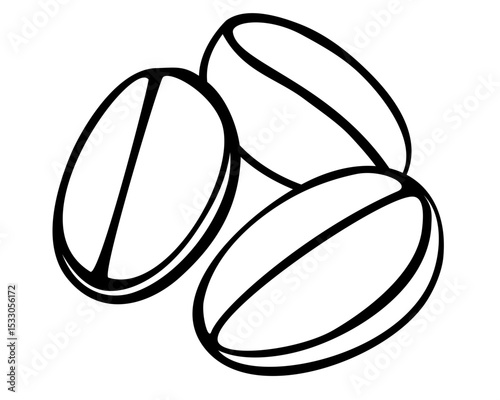 Coffee beans, coffee - vector linear image for logo, pictogram or coloring. Outline. Coffee for coloring or icon