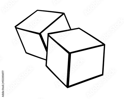 Sugar cubes - vector linear image for logo, pictogram or coloring. Outline. Two sugar cubes for coloring