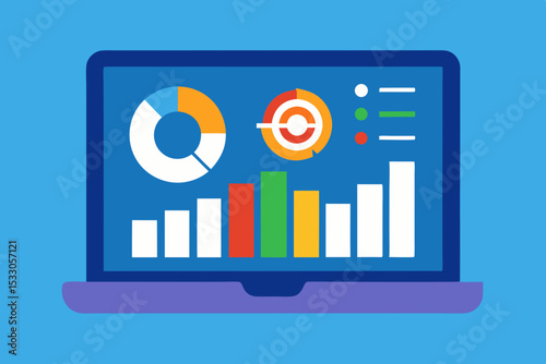 Data Analysis and Visualization Dashboard on Laptop Screen