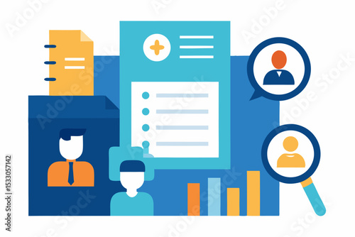 Human Resources Recruitment and Hiring Strategy Illustration Elements