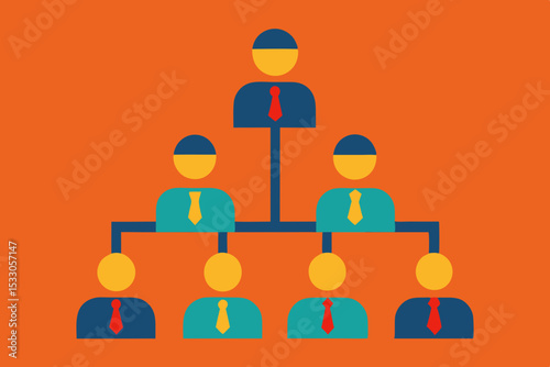 Organizational Chart of Company Hierarchy Flat Design Concept
