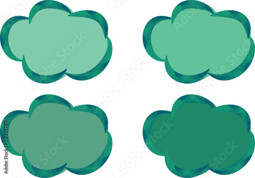 green colorful abstract thick art outline clouds shapes set