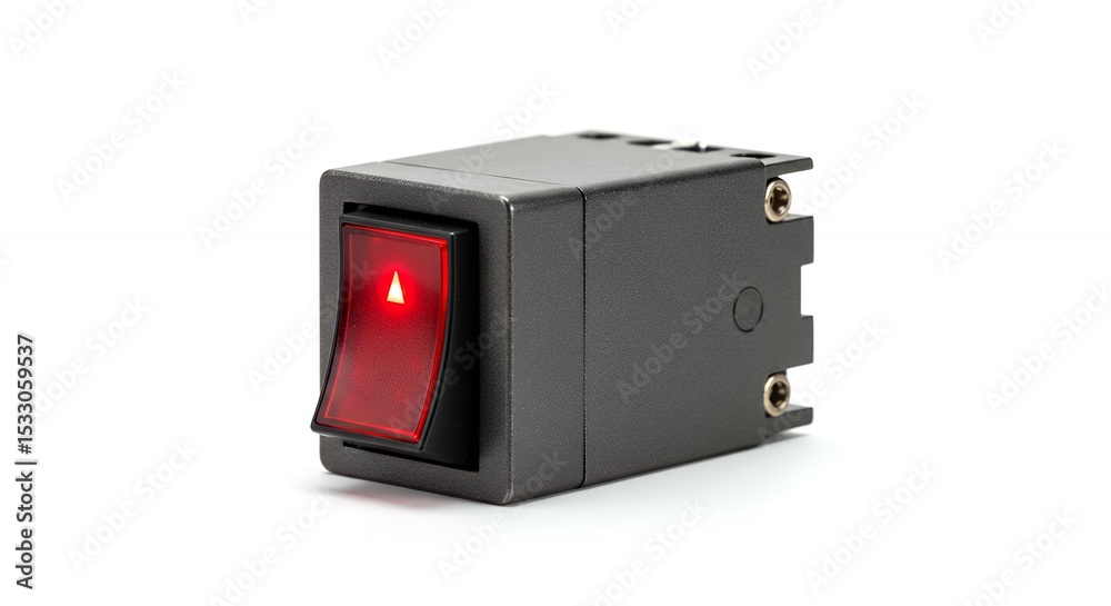 Obraz premium Close up of red light electrical switch