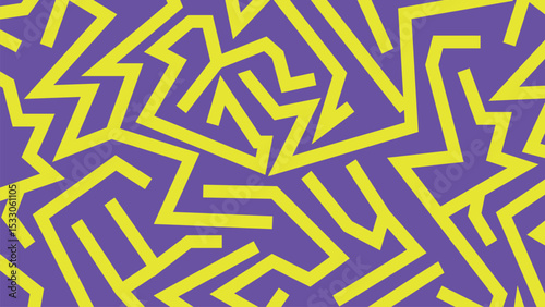 Vibrant yellow angular strokes purple background