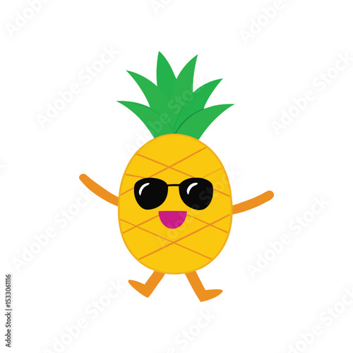 Dancing Pineapple Wearing Sunglasses – Fun Summer Party Character Clipart