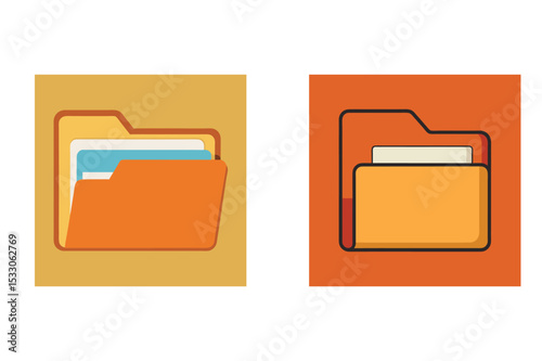 Two colorful simple file folder icons representing information management and organization