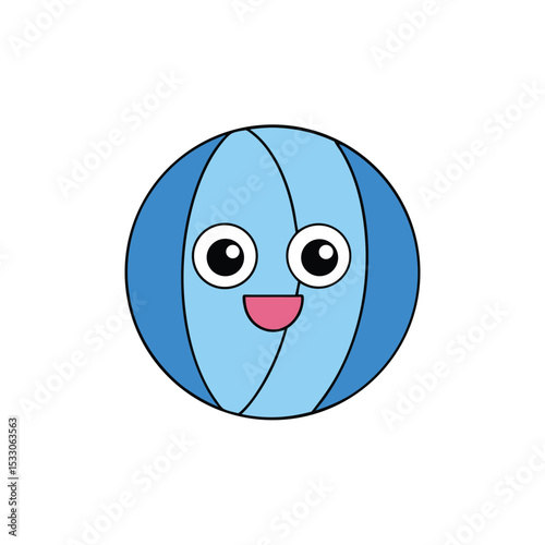Beach Ball with Happy Expression – Fun and Playful Summer Character Illustration