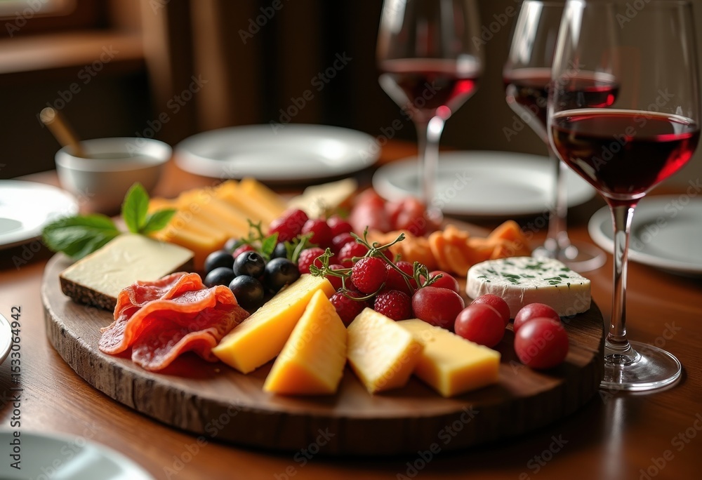 wine bottles cheese platter elegant setting soft lighting gourmet charcuterie tasteful ambiance, glass, grapes, crackers, knife, tasting, pairing, table, red wine bottles cheese platter elegant setting soft lighting gourmet charcuterie tasteful ambiance, glass, grapes, crackers, knife, tasting, pairing, table, red