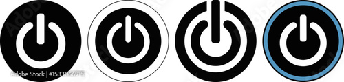 Power Button Icon – Minimal Black and White Circular Symbol for Web and Digital Interfaces

