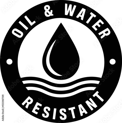 Oil and Water Resistant Logo Badge – Vector Icon for Business Information and Product Labels

