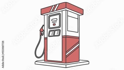Cartoon Illustration of a Red and White Gas Pump