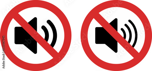 No Sound Icon – Prohibited Speaker and Silence Sign with Audio Waves Vector

