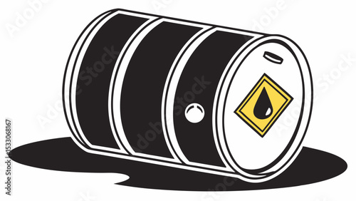 Leaking Oil Barrel with Hazard Warning Symbol