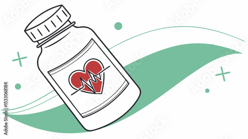 Medical Bottle with Heartbeat Symbol for Healthcare Concepts