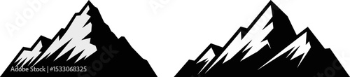 Mountain Silhouette Black Rocky Mountain Vector Illustration

