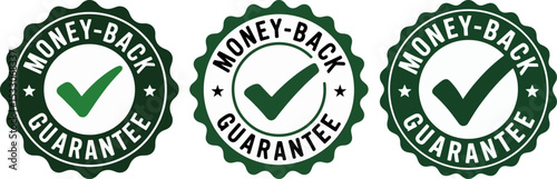 Money-Back Guarantee Label with Checkmark – Refund Guarantee Seal Vector

