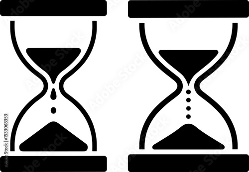 Minimalist Black and White Hourglass Icon – Simple Sand Timer Symbol

