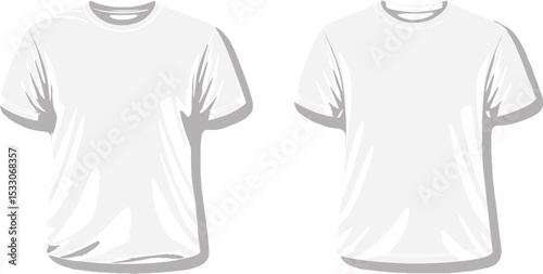 Two white t shirts displayed against a plain background showcasing garment design and texture