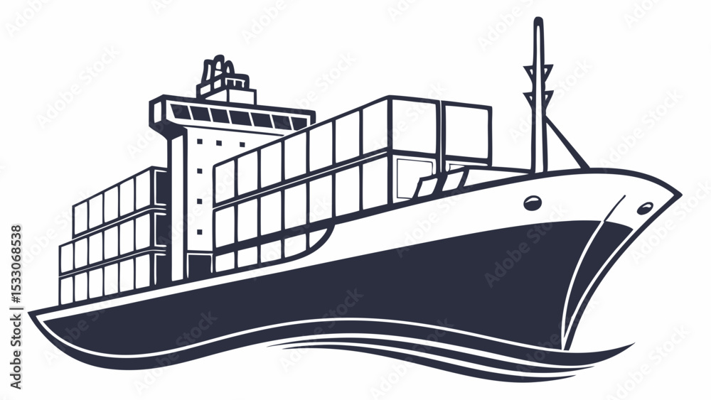 Obraz premium Stylized Illustration of a Cargo Ship