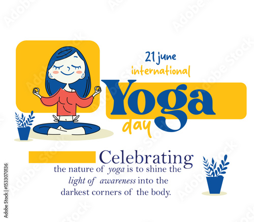illustration of woman for 21 june-international yoga day web banner EPS10 vector.