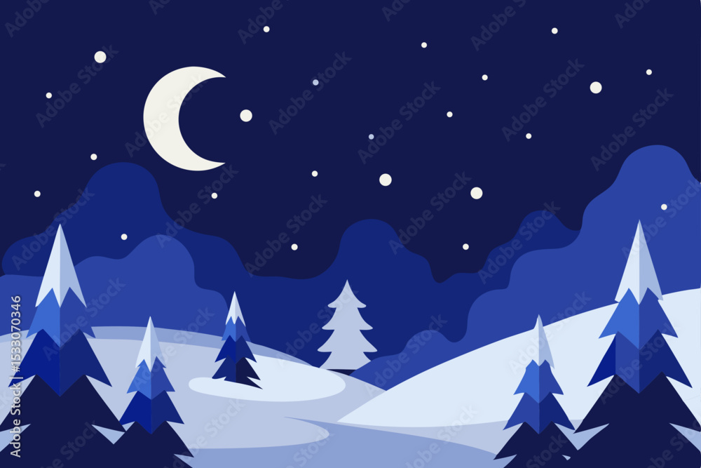 Fototapeta premium christmas night landscape