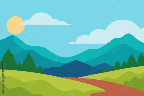 landscape with mountains and blue sky