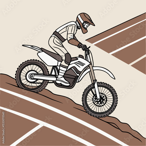 Motocross rider navigating a dirt track on an electric motorcycle  