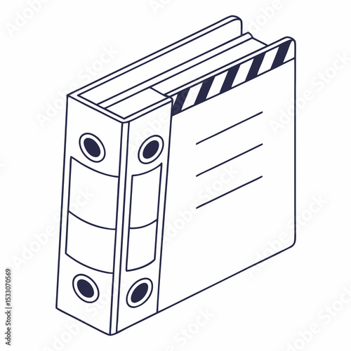 Office binder with striped design and blank label on cover  