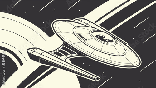 Futuristic Spaceship in Space