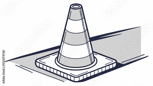 Illustrated Road Safety Cone on a Gray and Dark Blue Surface