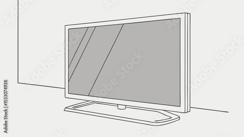 Line Art Illustration of a Modern FlatScreen Television