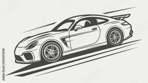 Sleek Sports Coupe in Motion Dynamic Line Art Design