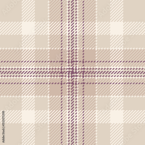 Elegant neutral plaid pattern.  Subtle mauve accents on a beige and cream background create a sophisticated texture. Ideal for textile design, fashion, home decor, and website backgrounds.