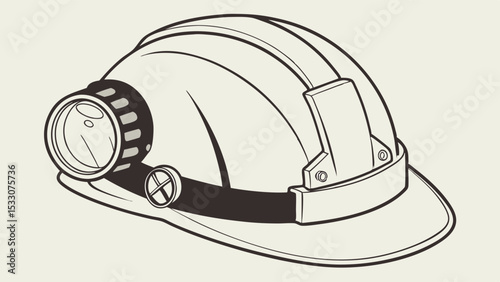 Vector Illustration of a Mining Hard Hat with Lamp