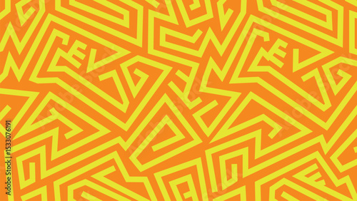 Retro yellow line art on orange background