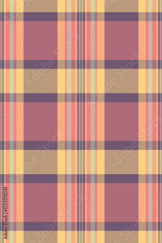 Old-fashioned check tartan seamless, continuity pattern plaid background. Primary fabric textile texture vector in pastel and light coral colors.