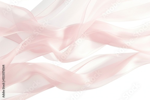 Abstract Flowing Silk Ribbons: Blush Pink and Ivory Organic Folds on Clean White Background, Subtle Depth Shadows for Versatile Texture
